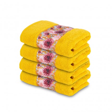4-dijelni set ručnika Svilanit Rosegarden - žuti 4 x 50 x 100 cm
