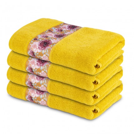 4-dijelni set ručnika Svilanit Rosegarden - žuti 4 x 70 x 140 cm