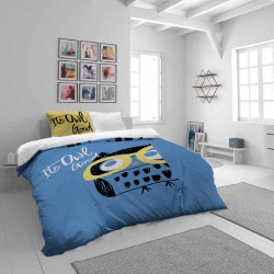 Dječja pamučna posteljina Svilanit Happy Owl - plava