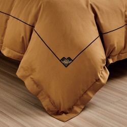 Pamučno satenski PREMIUM vezeni posteljni set Svilanit Diana, smeđa