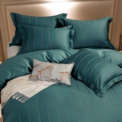 Pamučno satenski PREMIUM posteljni set Svilanit Francesco, tamno zelena