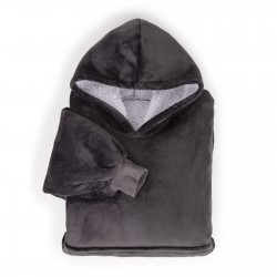 Hoodie pokrivač/deka s rukavima za odrasle Svilanit SoftHug, sivi