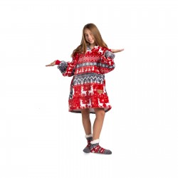 Dječji hoodie deka/pokrivač Svilanit, Red Xmas + Poklon čarape