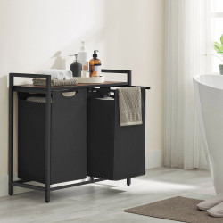 Košara za rublje Songmics Ila Duo – 2 x 46 L, crna