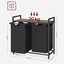 Košara za rublje Songmics Ila Duo – 2 x 46 L, crna