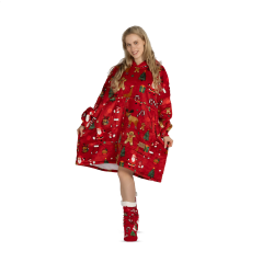 Hoodie deka za odrasle Svilanit Xmass Red + Poklon čarape