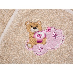 Dječji ručnik s kapuljačom Svilanit Relax - bež, rozi medvjed
